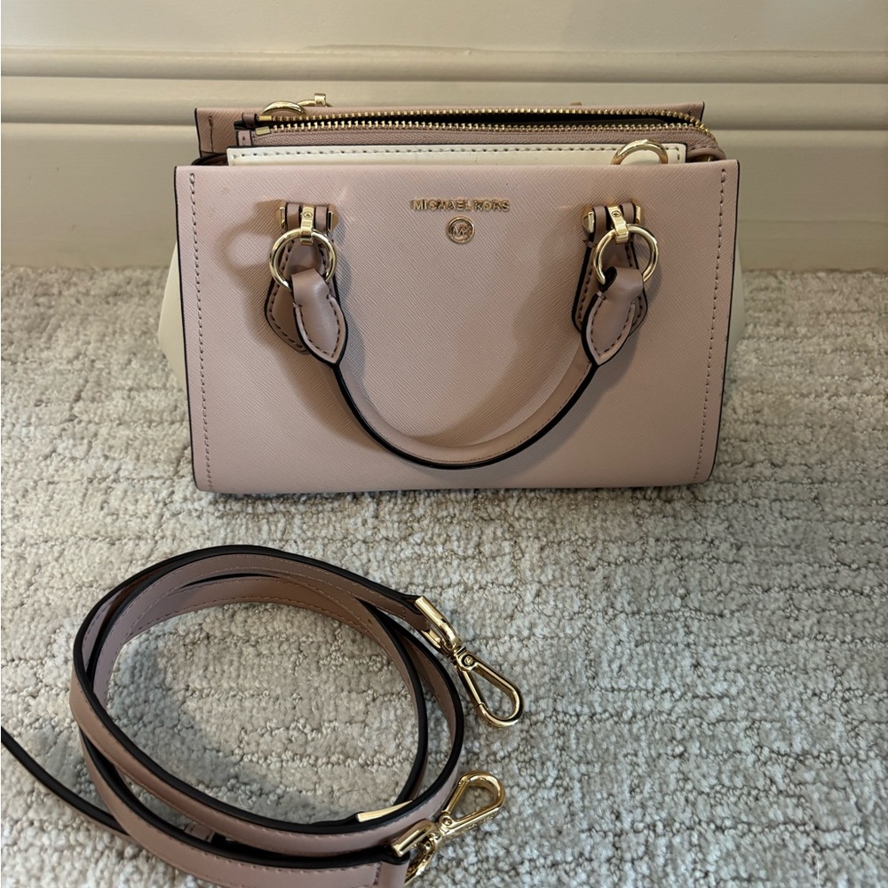 Michael Kors Marilyn Small Color-Block Saffiano Leather Messenger Bag